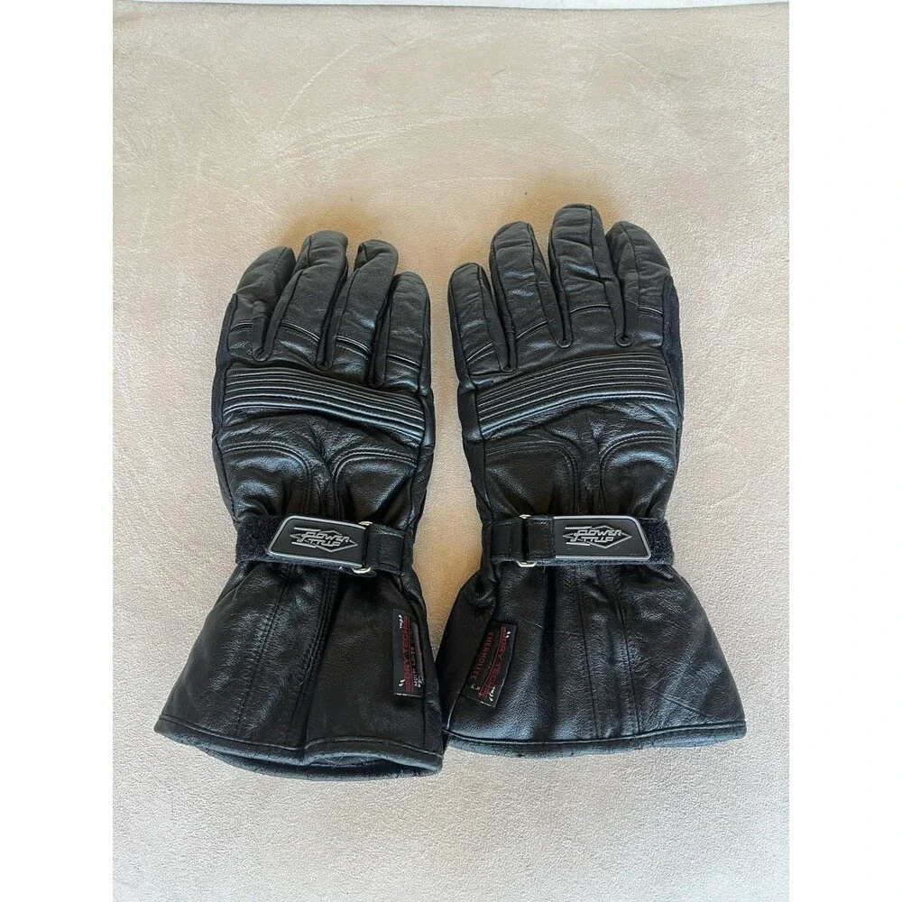 Power Tripp Women’s Black Motorcycle‎ Leather Dry Tech Thinsulate Gloves SZ M